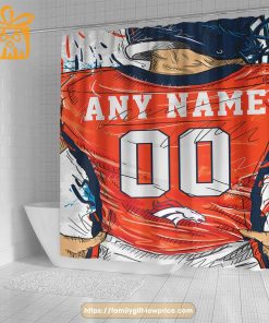 Denver Broncos Personalized Jersey Shower Curtains – Custom Gifts with Any Name and Number
