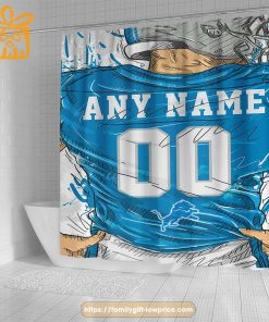 Detroit Lions Personalized Jersey Shower Curtains – Custom Gifts with Any Name and Number