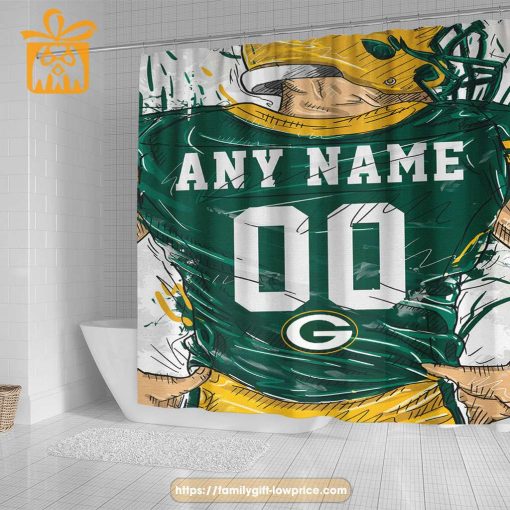 Green Bay Packers Personalized Jersey Shower Curtains – Custom Gifts with Any Name and Number