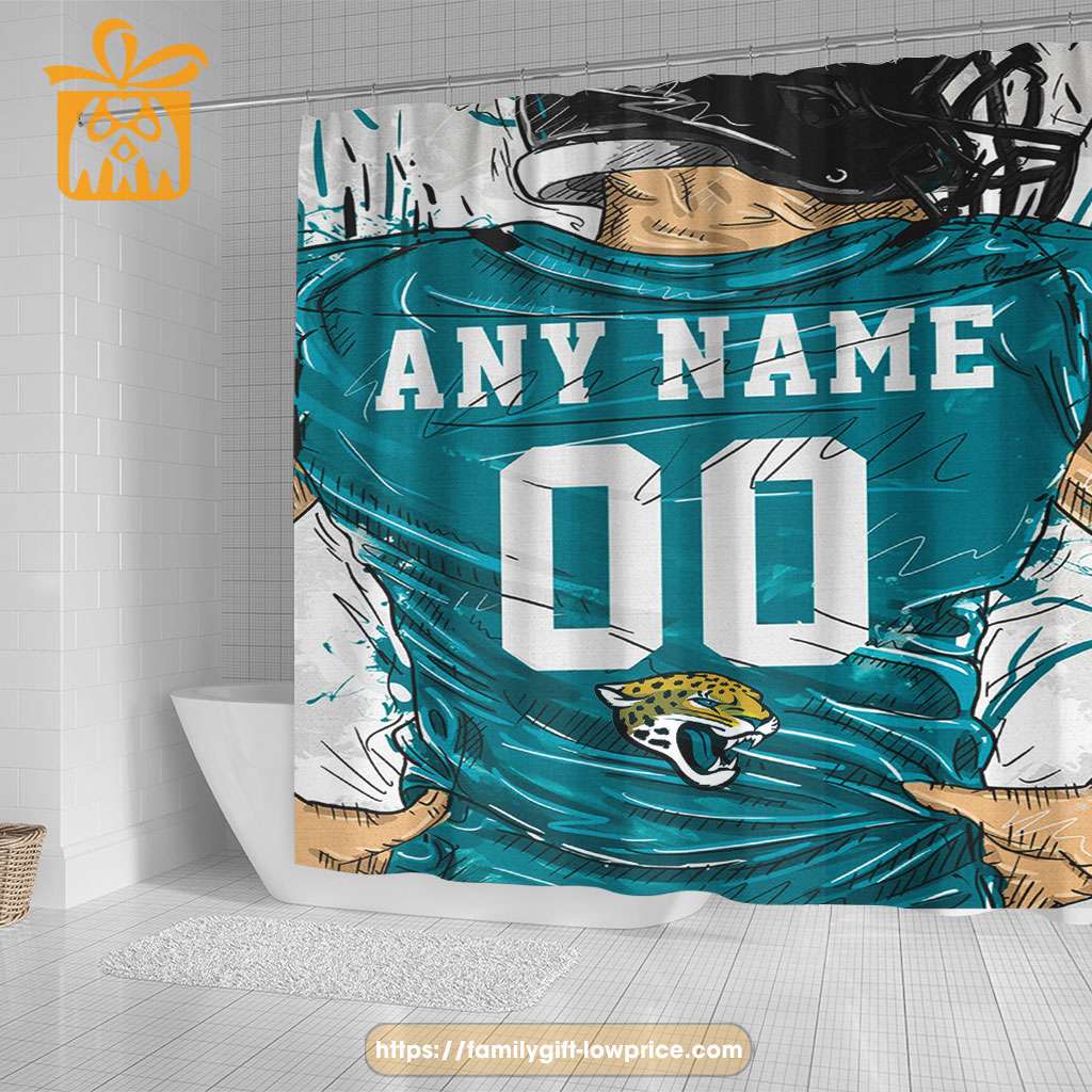Jacksonville Jaguars Personalized Jersey Shower Curtains - Custom Gifts  with Any Name and Number - Gifts From The Heart At Prices You'll Love