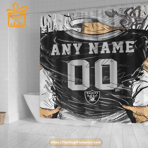 Las Vegas Raiders Personalized Jersey Shower Curtains – Custom Gifts with Any Name and Number