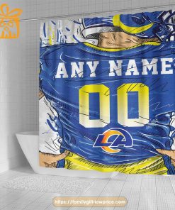 Los Angeles Rams Personalized Jersey Shower Curtains – Custom Gifts with Any Name and Number