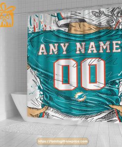 Miami Dolphins Personalized Jersey Shower Curtains – Custom Gifts with Any Name and Number