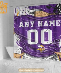 Minnesota Vikings Personalized Jersey Shower Curtains – Custom Gifts with Any Name and Number