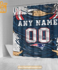 New England Patriots Personalized Jersey Shower Curtains – Custom Gifts with Any Name and Number