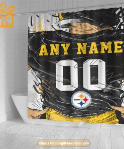 Pittsburgh Steelers Personalized Jersey Shower Curtains - Custom Gifts with Any Name and Number