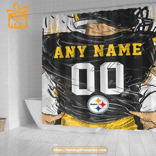 Pittsburgh Steelers Personalized Jersey Shower Curtains – Custom Gifts with Any Name and Number