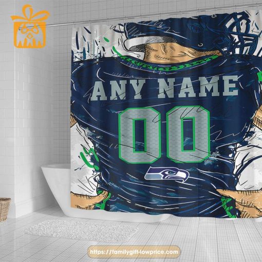 Seattle Seahawks Personalized Jersey Shower Curtains – Custom Gifts with Any Name and Number