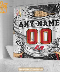 Tampa Bay Buccaneers Personalized Jersey Shower Curtains – Custom Gifts with Any Name and Number