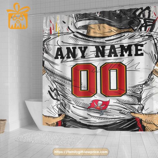 Tampa Bay Buccaneers Personalized Jersey Shower Curtains – Custom Gifts with Any Name and Number