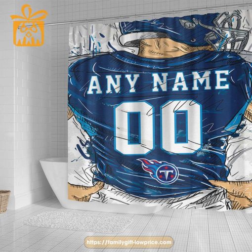 Tennessee Titans Personalized Jersey Shower Curtains – Custom Gifts with Any Name and Number