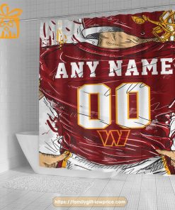 Washington Commanders Personalized Jersey Shower Curtains – Custom Gifts with Any Name and Number