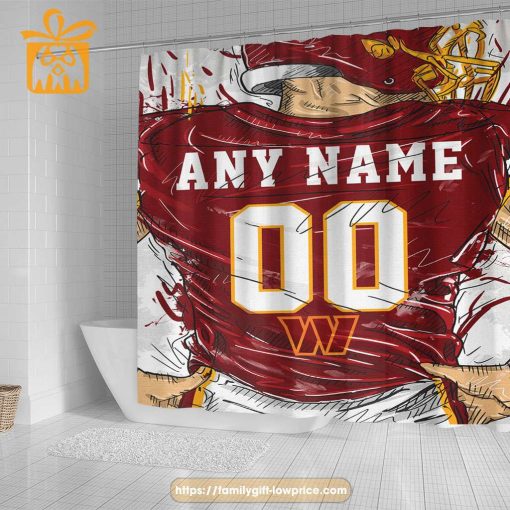 Washington Commanders Personalized Jersey Shower Curtains – Custom Gifts with Any Name and Number