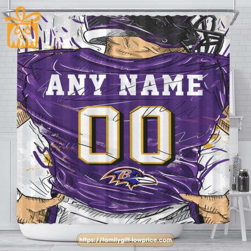 Baltimore Ravens Personalized Jersey Shower Curtains – Custom Gifts with Any Name and Number