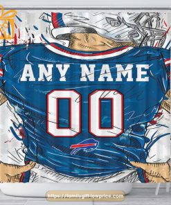 Buffalo Bills Personalized Jersey Shower Curtains - Custom Gifts with Any Name and Number