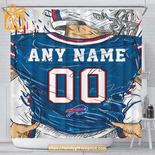 Buffalo Bills Personalized Jersey Shower Curtains – Custom Gifts with Any Name and Number