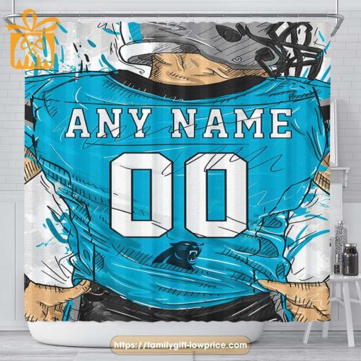 Carolina Panthers Personalized Jersey Shower Curtains – Custom Gifts with Any Name and Number