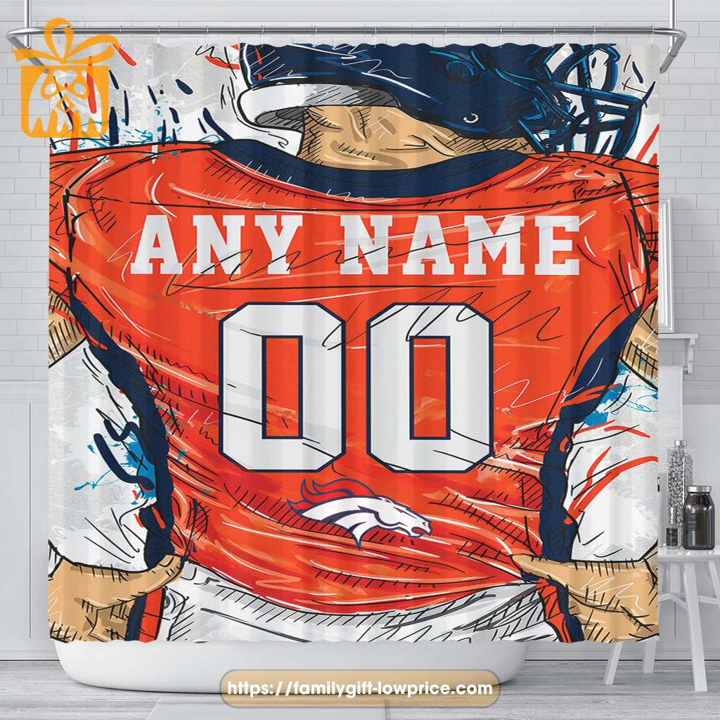 Denver Broncos Personalized Jersey Shower Curtains - Custom Gifts with Any  Name and Number - Gifts From The Heart At Prices You'll Love