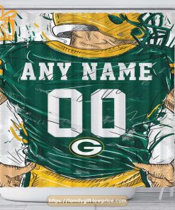 Green Bay Packers Personalized Jersey Shower Curtains - Custom Gifts with Any Name and Number