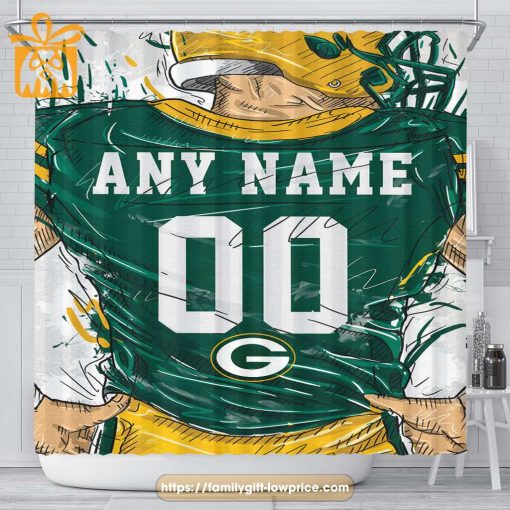 Green Bay Packers Personalized Jersey Shower Curtains – Custom Gifts with Any Name and Number