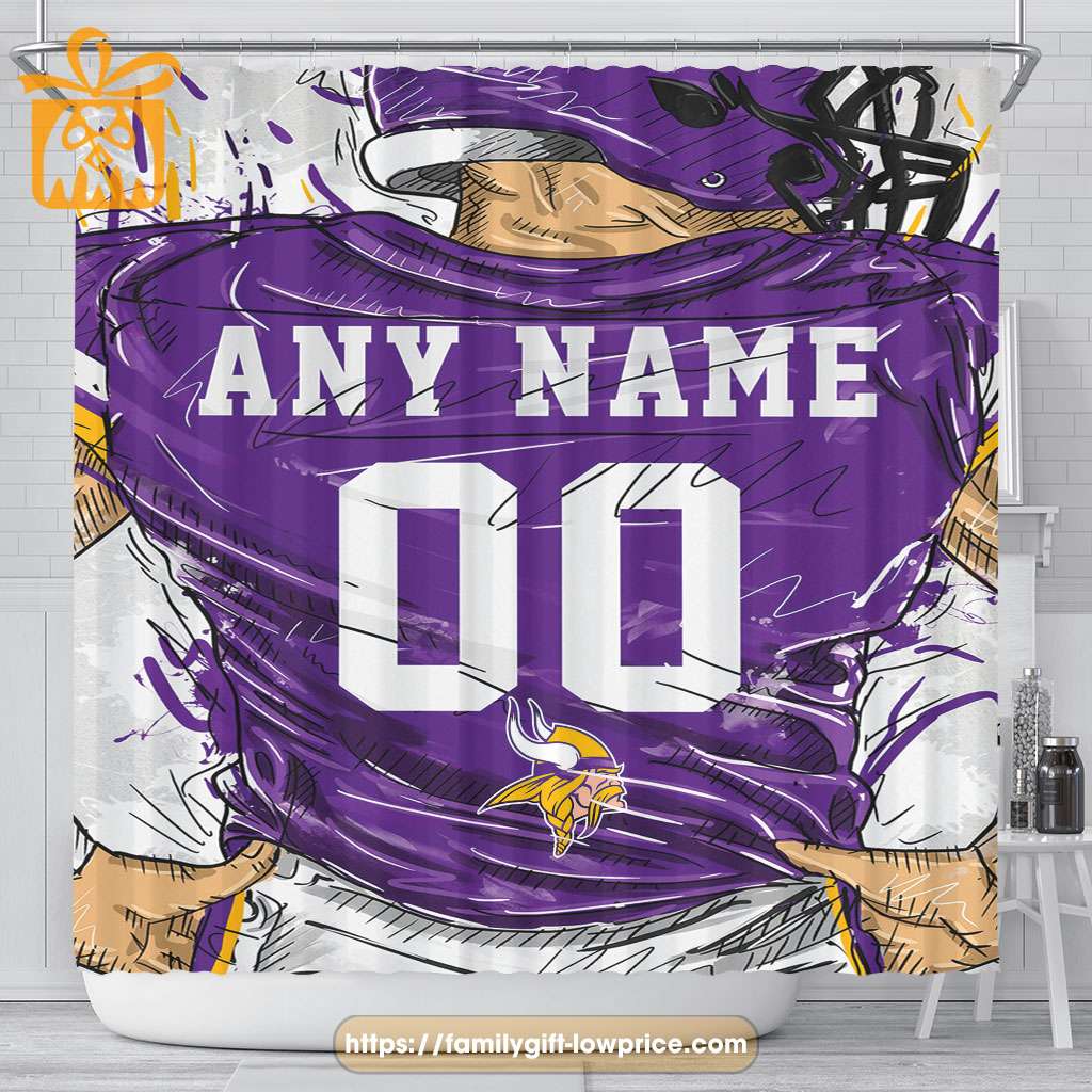 Minnesota Vikings Personalized Jersey Shower Curtains - Custom Gifts with  Any Name and Number - Gifts From The Heart At Prices You'll Love