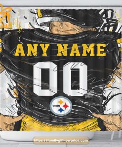 Pittsburgh Steelers Personalized Jersey Shower Curtains - Custom Gifts with Any Name and Number