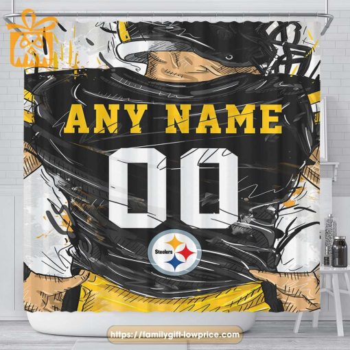 Pittsburgh Steelers Personalized Jersey Shower Curtains – Custom Gifts with Any Name and Number