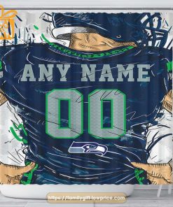 Seattle Seahawks Personalized Jersey Shower Curtains - Custom Gifts with Any Name and Number