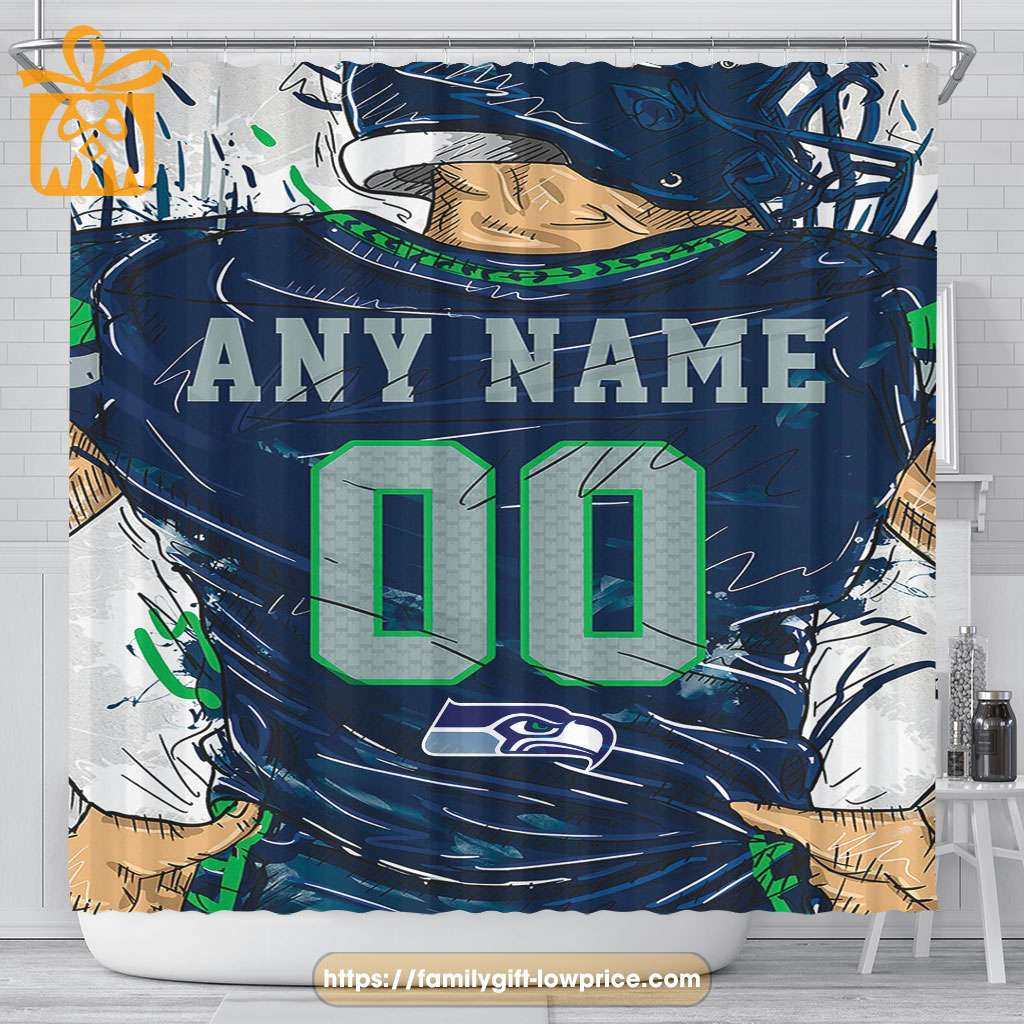 Seattle Seahawks Personalized Jersey Shower Curtains - Custom