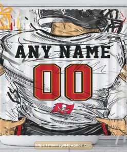 Tampa Bay Buccaneers Personalized Jersey Shower Curtains - Custom Gifts with Any Name and Number