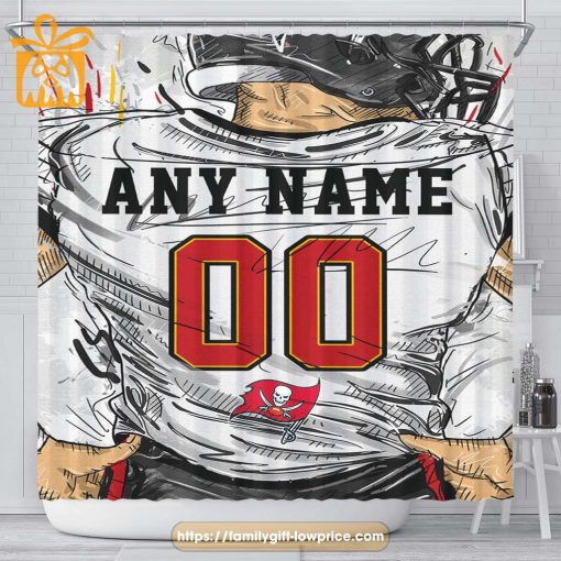 Tampa Bay Buccaneers Personalized Jersey Shower Curtains – Custom Gifts with Any Name and Number