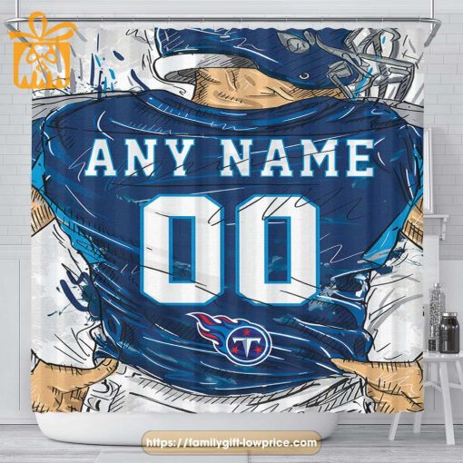 Tennessee Titans Personalized Jersey Shower Curtains – Custom Gifts with Any Name and Number