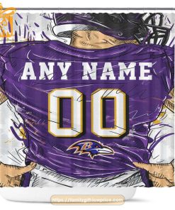 Baltimore Ravens Personalized Jersey Shower Curtains - Custom Gifts with Any Name and Number