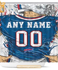 Buffalo Bills Personalized Jersey Shower Curtains - Custom Gifts with Any Name and Number