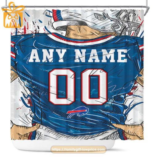 Buffalo Bills Personalized Jersey Shower Curtains – Custom Gifts with Any Name and Number