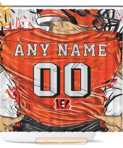 Cincinnati Bengals Personalized Jersey Shower Curtains - Custom Gifts with Any Name and Number