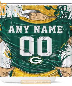 Green Bay Packers Personalized Jersey Shower Curtains - Custom Gifts with Any Name and Number