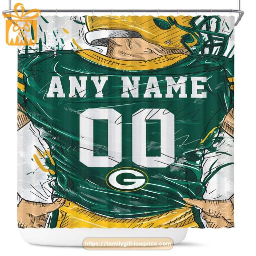 Green Bay Packers Personalized Jersey Shower Curtains – Custom Gifts with Any Name and Number