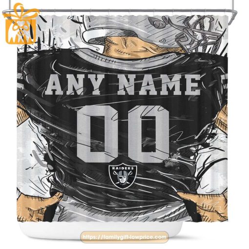 Las Vegas Raiders Personalized Jersey Shower Curtains – Custom Gifts with Any Name and Number