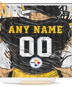 Pittsburgh Steelers Personalized Jersey Shower Curtains - Custom Gifts with Any Name and Number