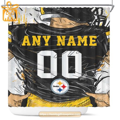 Pittsburgh Steelers Personalized Jersey Shower Curtains – Custom Gifts with Any Name and Number