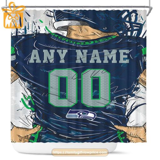 Seattle Seahawks Personalized Jersey Shower Curtains – Custom Gifts with Any Name and Number