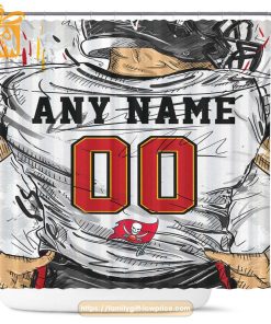 Tampa Bay Buccaneers Personalized Jersey Shower Curtains - Custom Gifts with Any Name and Number