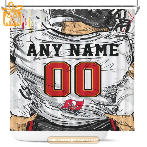 Tampa Bay Buccaneers Personalized Jersey Shower Curtains – Custom Gifts with Any Name and Number