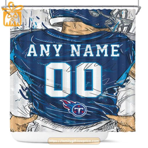 Tennessee Titans Personalized Jersey Shower Curtains – Custom Gifts with Any Name and Number