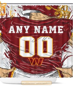 Washington Commanders Personalized Jersey Shower Curtains - Custom Gifts with Any Name and Number