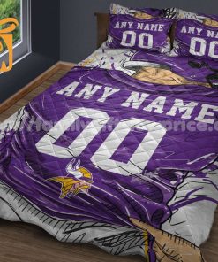 Minnesota Vikings Jerseys Quilt Bedding Sets, Minnesota Vikings Gifts, Personalized NFL Jerseys with Your Name & Number 3