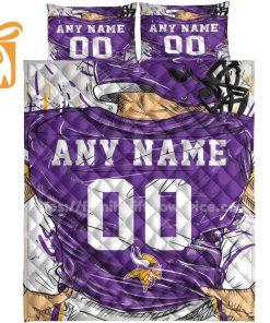 Minnesota Vikings Jerseys Quilt Bedding Sets, Minnesota Vikings Gifts, Personalized NFL Jerseys with Your Name & Number 2