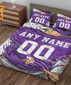 Minnesota Vikings Jerseys Quilt Bedding Sets, Minnesota Vikings Gifts, Personalized NFL Jerseys with Your Name & Number 1