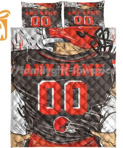 Cleveland Browns Jerseys Quilt Bedding Sets, Browns Gifts, Personalized NFL Jerseys with Your Name & Number 3